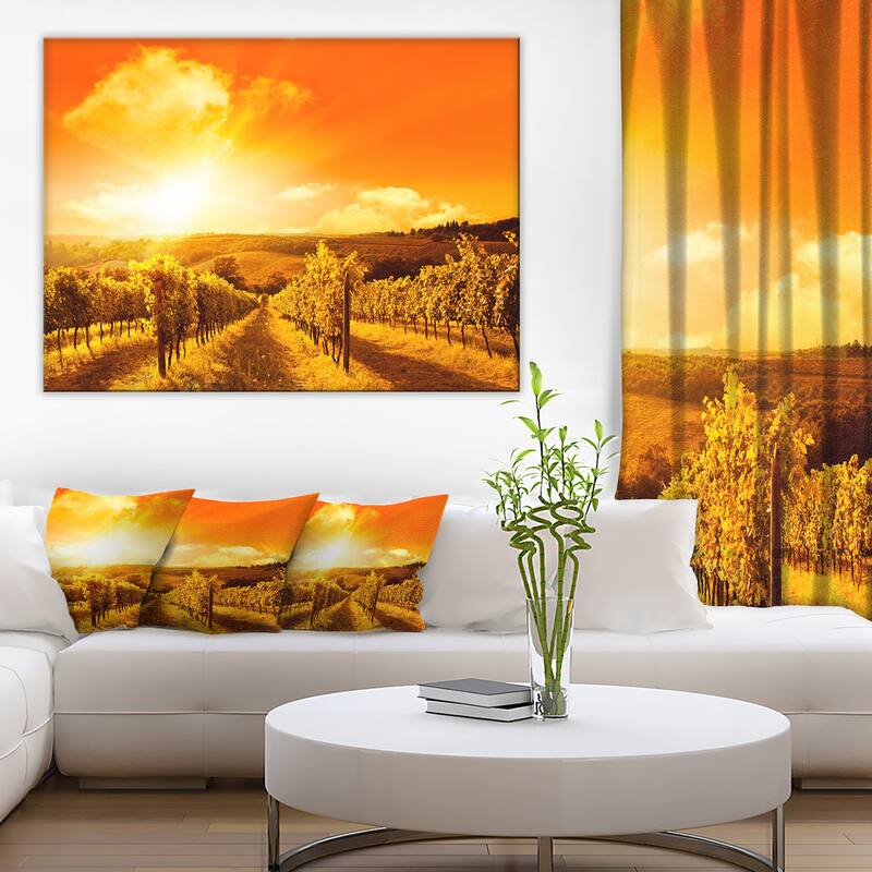 Designart "Scenic Sunset Road in Italy" Landscape Wall Art Print Canvas - 40 in. wide x 30 in. high - 1 Panel