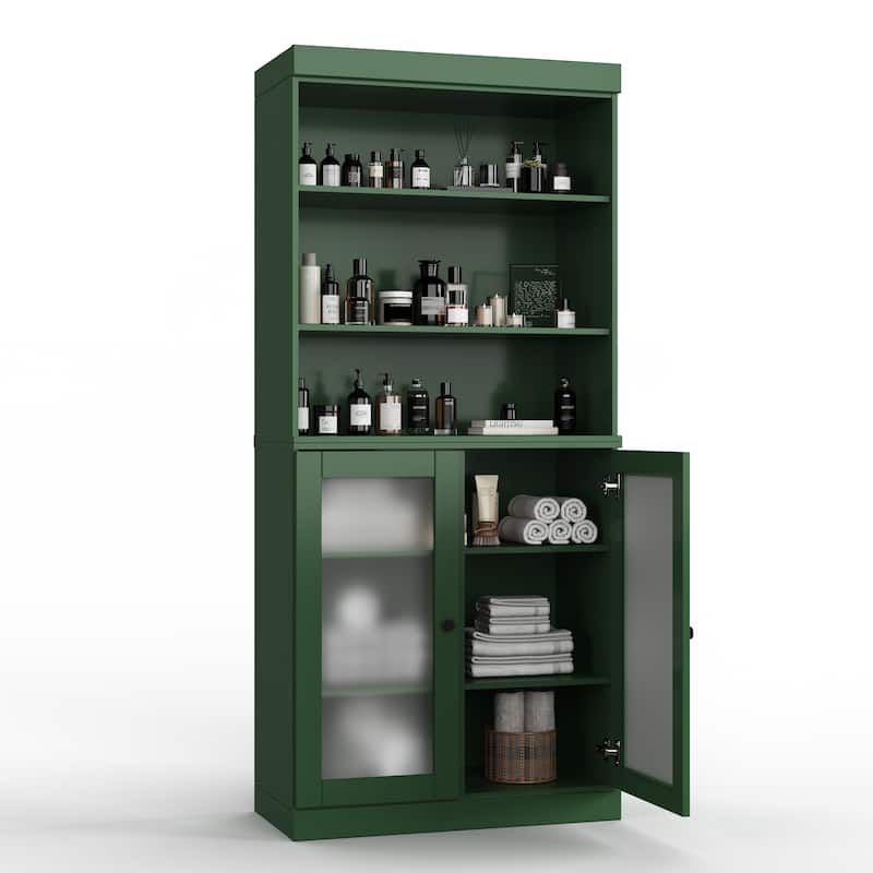 100% Solid Wood 32" Bathroom Cabinet with Optional Doors by Palace Imports - Green - 2 Doors Frosted Glass