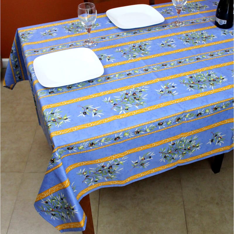 Wipeable Spill Resistant Provencal Cotton Cannes Collection Tablecloth