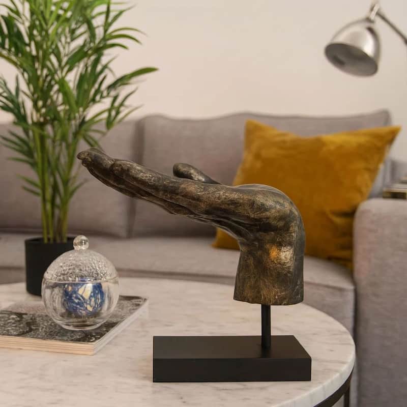 Lizzy Tabletop Decorative Hand Sculpture, Black, Bronze Resin 14 Inch