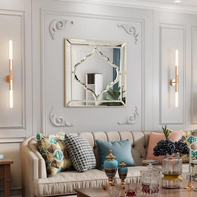 Square Glass Wall Mirror Decorative Hanging for Living Room