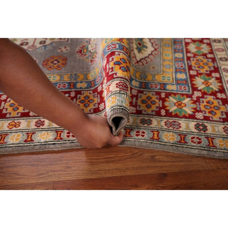 Grey Kazak Oriental Area Rug Hand-Knotted Wool Carpet - 5'0" x 6'10"