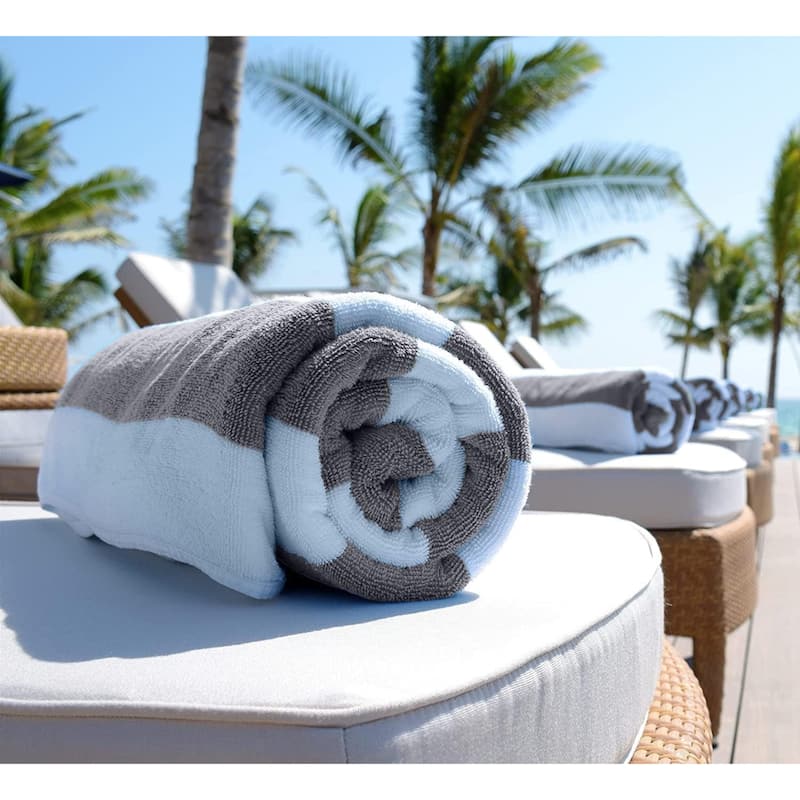 White Classic Luxury Cabana Striped Oversized Beach Towel 35x70" | Set of 2