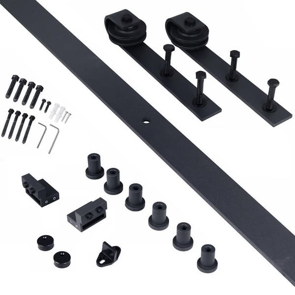 24 in x 84 in Gray Stained Z Bar Wood Barn Door with Sliding Hardware