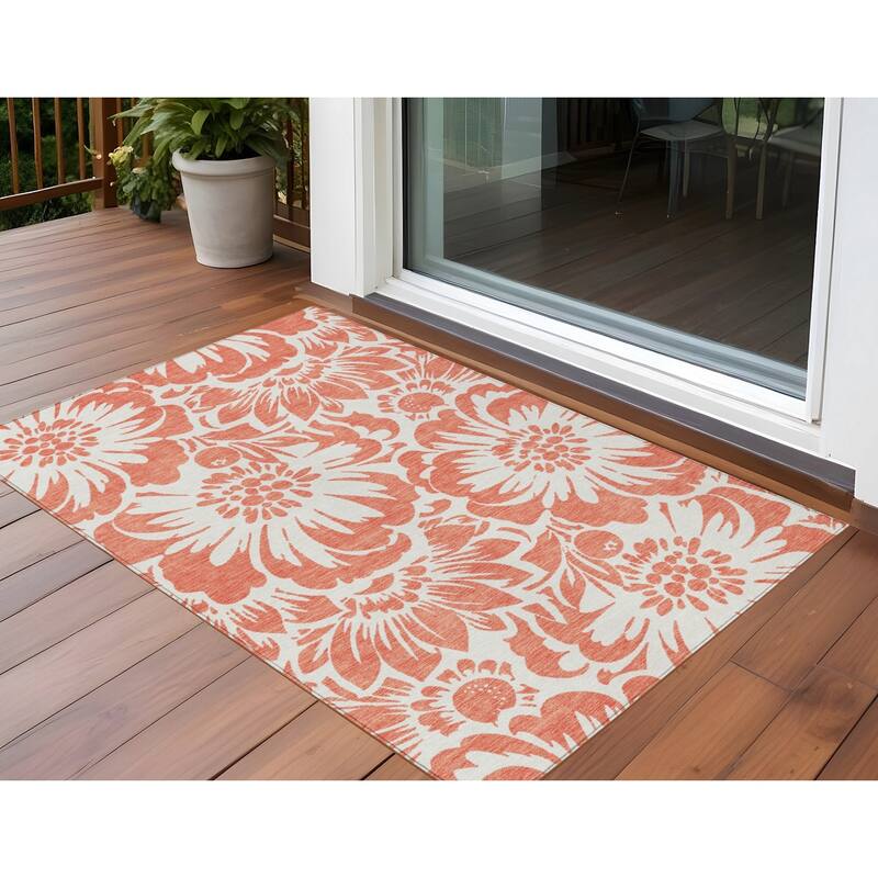 Alsilu Botanic Elegance Weather Resistant Classic Meets Modern Outdoor Rug - 3' x 5' - Multi