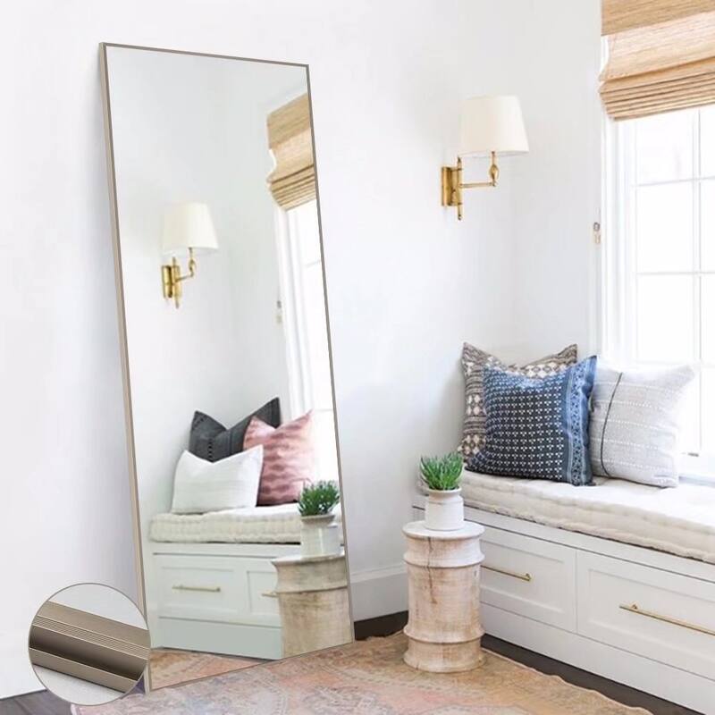 Modern Freestanding Full Length Floor Mirror - 64.17x21.26 - Matte Champagne