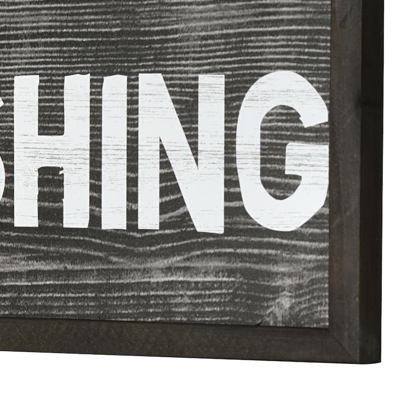 American Art Decor I'd Rather Be Fishing Wood Novelty Wall Sign - 36" x 8" - 36" x 8"