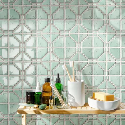 Merola Tile Hudson Moonbeam Mint Green 11-7/8" x 11-7/8" Porcelain Floor and Wall Tile