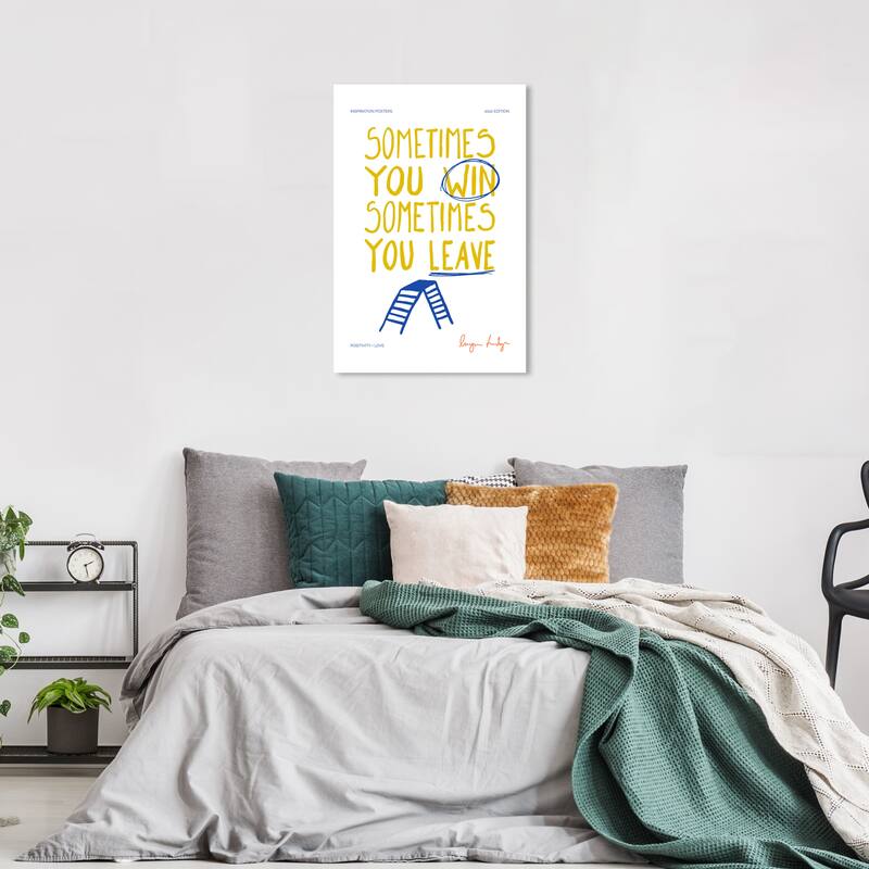 Wynwood Studio Canvas Typography and Quotes Sometimes You Ladder Yellow and Modern & Contemporary Wall Art Canvas Print - 24 x 36