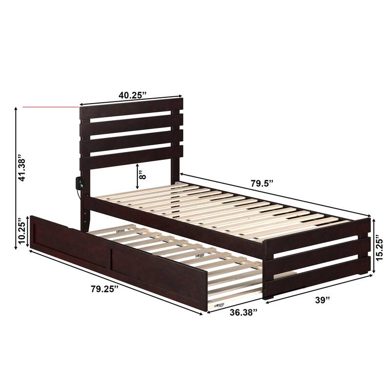 Oxford Twin XL Bed with Footboard and Twin XL Trundle in Espresso