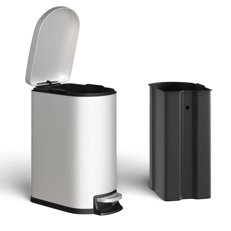 13.2 Gallon Step-on Metal Kitchen Trash Can, Slim Rustproof Garbage Can with Lid - White