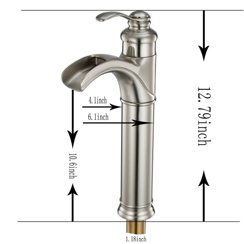 Waterfall Bathroom Vessel Faucet With Drain Assembly Single Handle Bathroom Vessel Sink Faucets One Hole Modern High Basin Taps