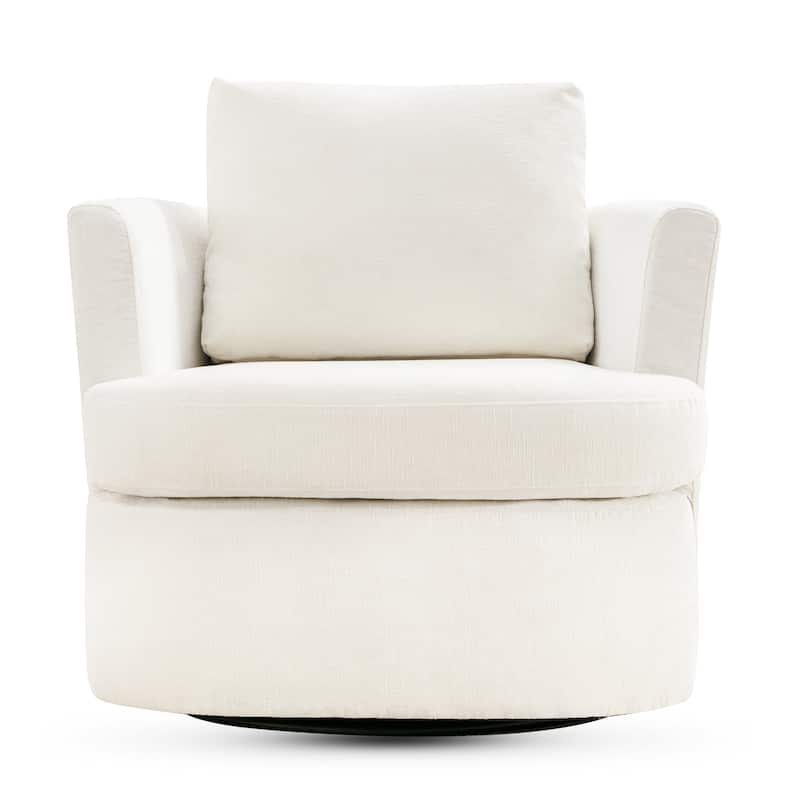 Modern Chenille Upholstered Swivel Accent Barrel Chair Set Modern Swivel Armchair for Living Room