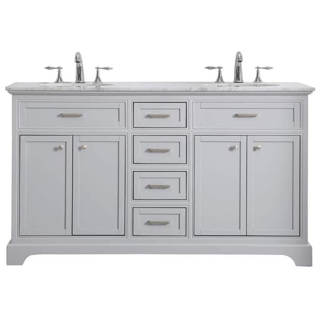 Elegant Lighting VF15060DWH Americana 60" Free Standing Double Basin - Light Grey - Painted