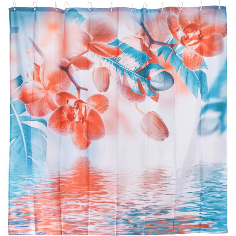 Bathroom Shower Curtain Luxury Red Flower Décor - 70''x70''