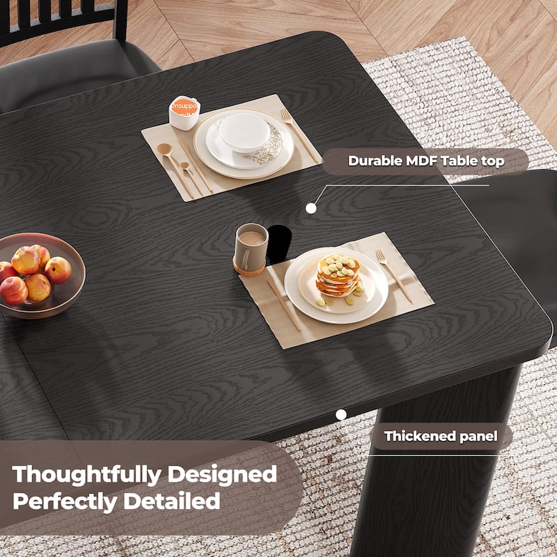 Rectangular Dining Table for 4-8 People, Wood Kitchen Table with Angled Legs and Rounded Corners for Dining Room & Living Room