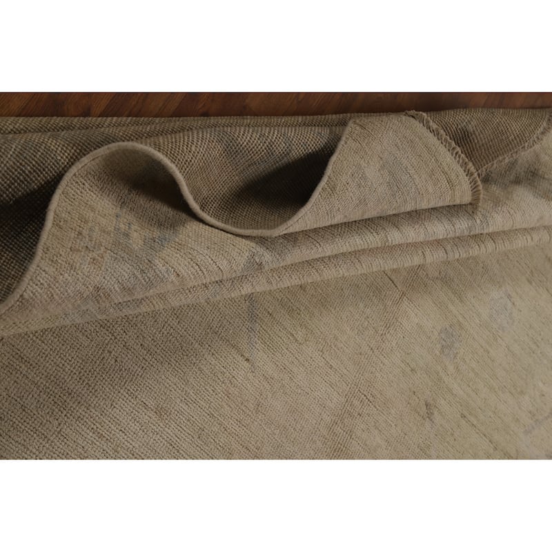 Hand Knotted Oriental 100% Wool Carpet Transitional All-Over Beige & Ivories Oushak Area Rug - 11' 11'' X 9' 5''