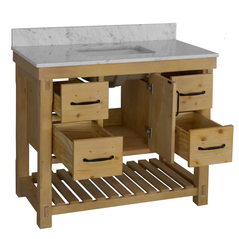 KitchenBathCollection Birmingham 42" Bathroom Vanity with Carrara Marble Top