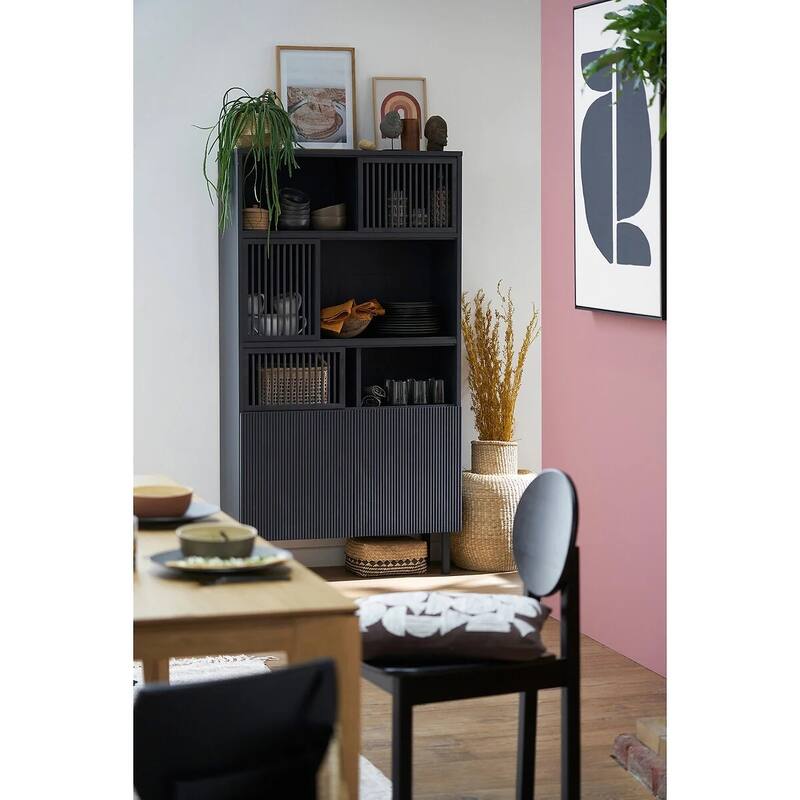 Bilbao Oak/Black Storage Bookcase