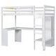 preview thumbnail 5 of 7, Twin Size Loft Bed with Desk and Storage Shelf, Wooden Loft Bed Frame with Wardrobe, Cabinet, Slats, Guardrail