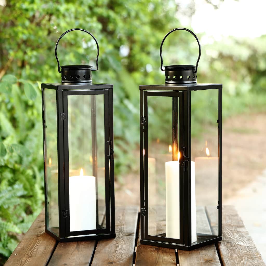 SAFAVIEH Lighting Gotelinde Outdoor Lantern - 6" W x 6" D x 22" H - 6Wx6Dx22H