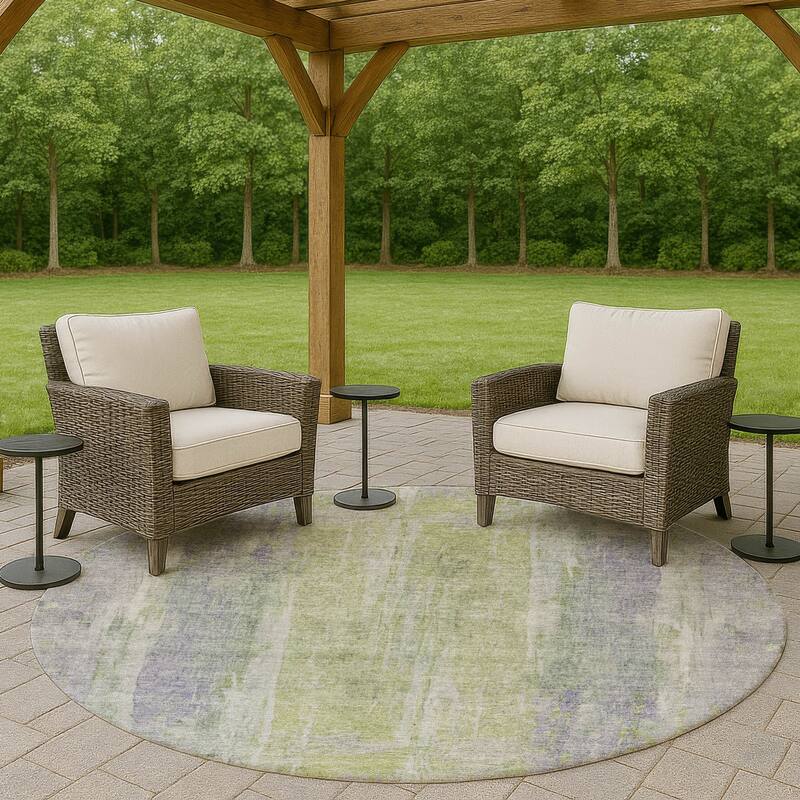 Machine Washable Indoor/ Outdoor Vintage Ombre Chantille Rug - Plum - 8' x 8'