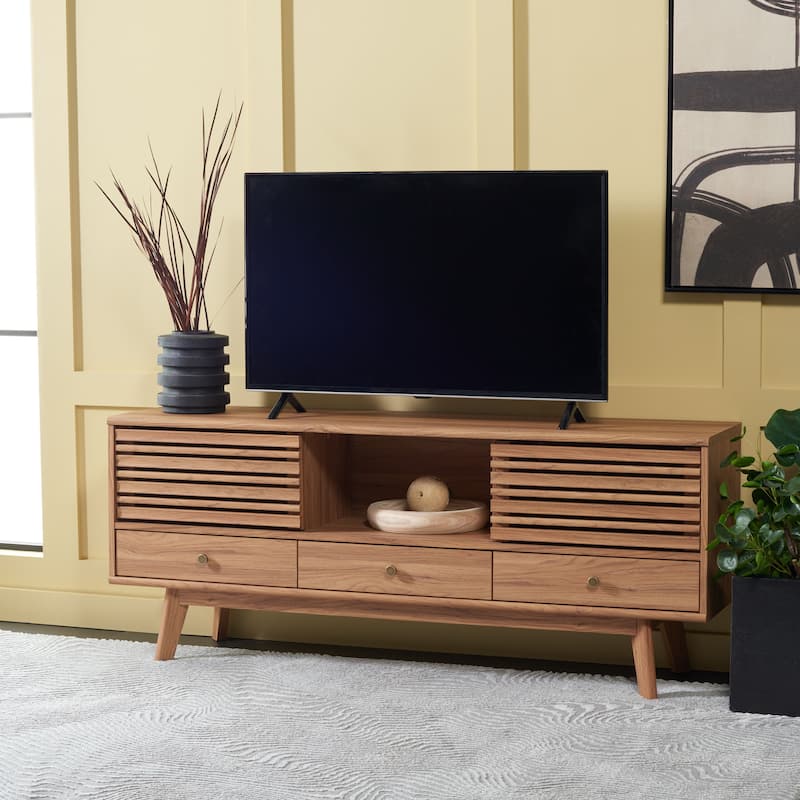 SAFAVIEH Alatar 3-Drawer Entertainment TV Media Stand (65" Flatscreen TV) - 58.7 in. x 15.2 in. x 23.9 in.