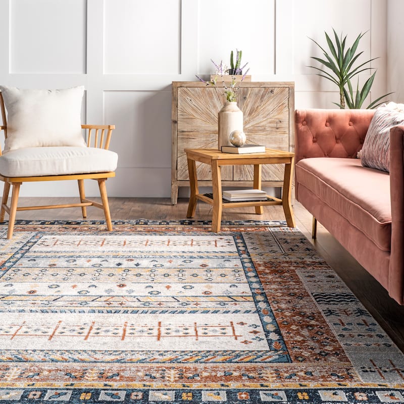 Nuloom Shannon SpinClean Machine Washable Geometric Tribal Area Rug