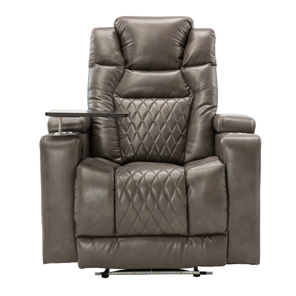 Power Motion Recliner with Electric Button, Home Theater Seating Single Chair with Usb Charging Port and 360 Swivel Tray Table