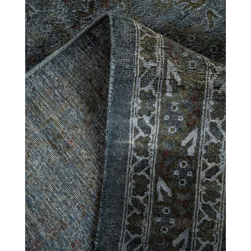 Overton Hand Knotted Wool Vintage Inspired Modern Contemporary Overdyed Gray Area Rug - 9' 1" x 12' 1"