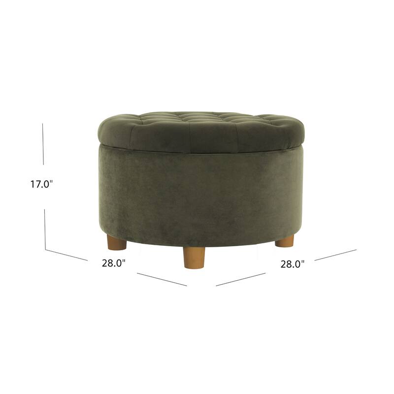 HomePop Button Tufted Round Storage Ottoman
