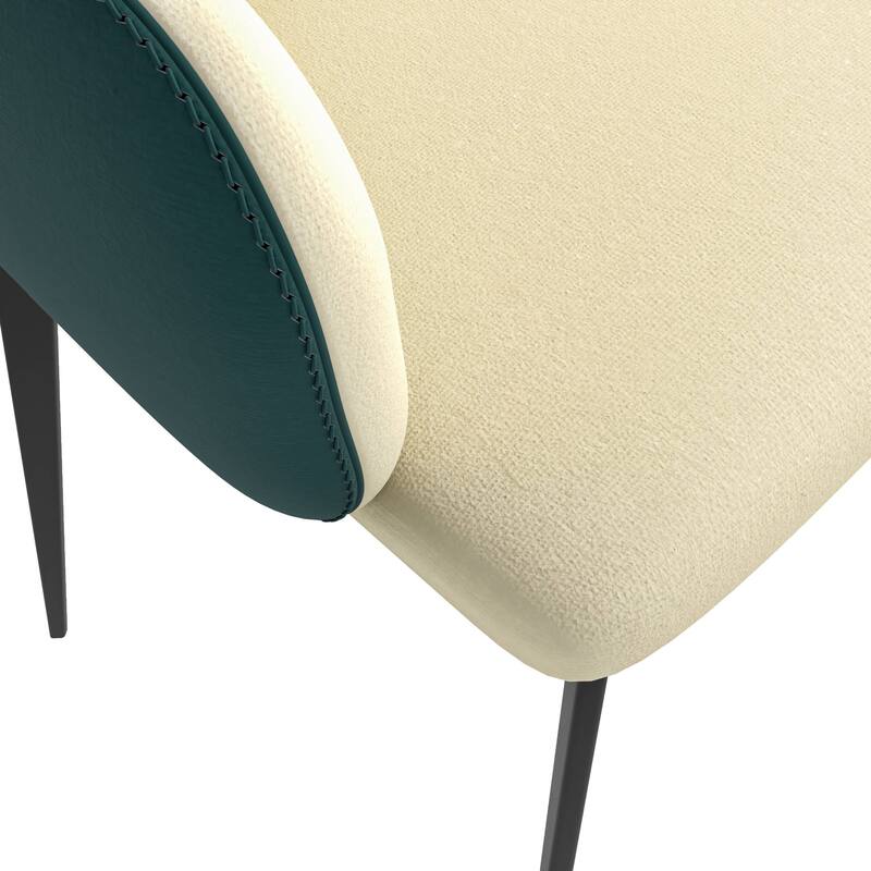 Sonnet Dining Chair with Upholstered Seat and Arms in Black Metal by LeisureMod