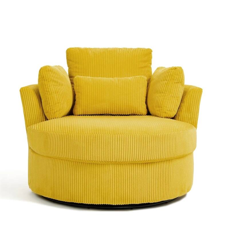 41" W Oversized Accent Barrel Swivel Chair with Moon Storage Ottoman