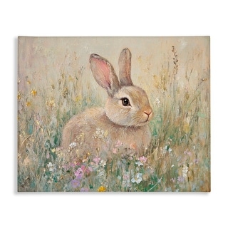 Stupell Soft Color Rabbit in Meadow Canvas Wall Art Design by Petal ...