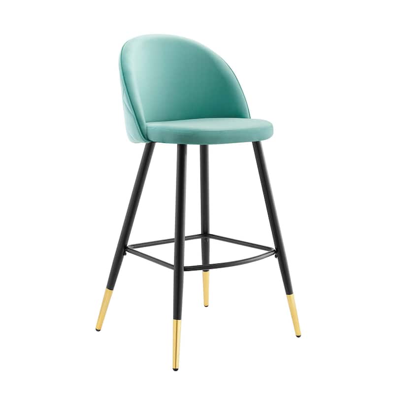 Modway Cordial Performance Velvet Dining Bar Stools in Mint, Set of 2