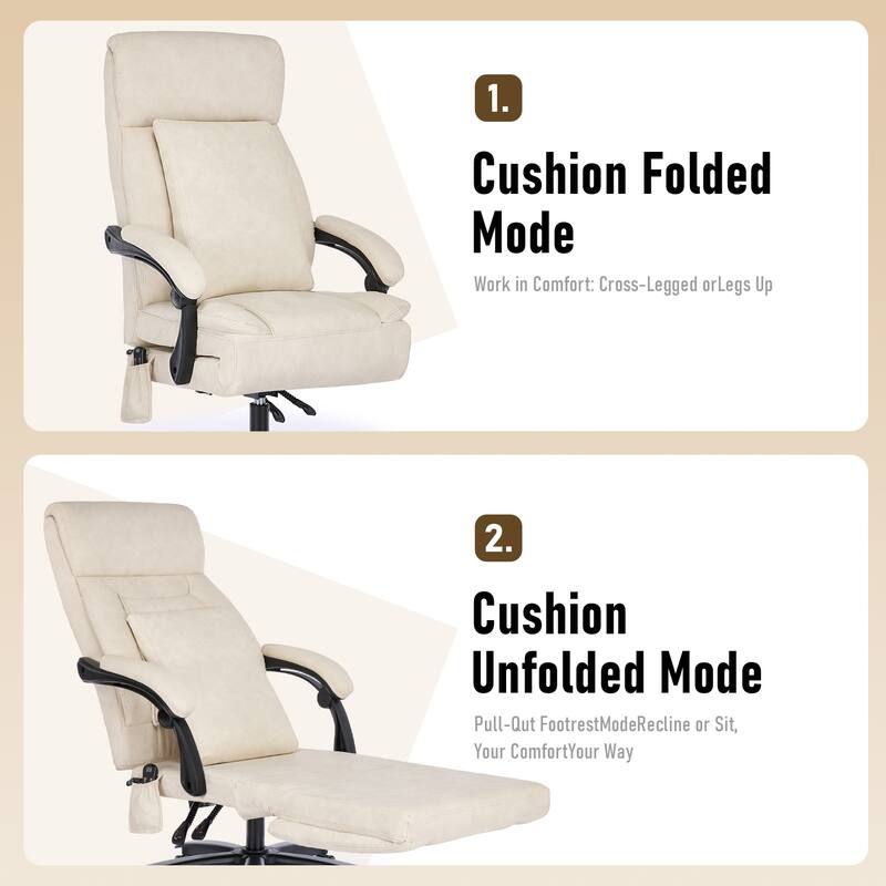 500Lbs Massage Reclining Executive Office Chair, Faux Leather High Back Ergonomic Office Chair With Footrest