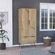 preview thumbnail 1 of 5, 30.1" Modern Double-door Armoire with One Drawer and Hanging Rod for Bedroom Beige