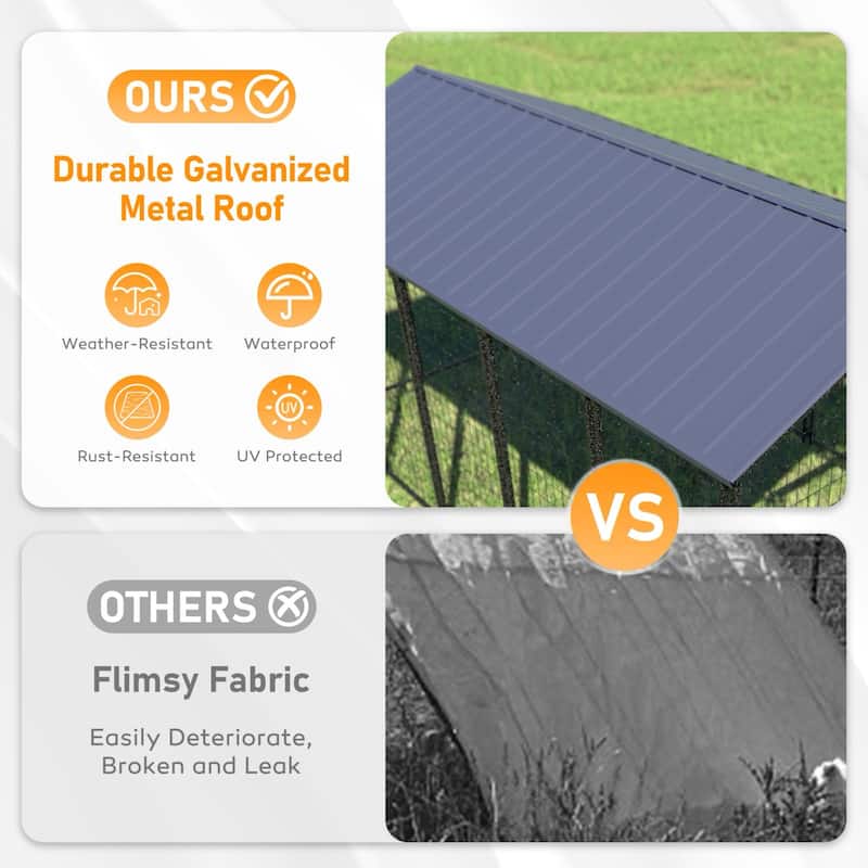 VEIKOUS Large Metal Chicken Coop, Heavy-Duty Walk-In Poultry Pen with Rust-Resistant Galvanized Steel - 10.6 ft × 6.2 ft