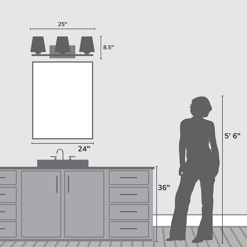 Hunter Fauna Grove 3-Light Bathroom Vanity Light - Modern, Transitional