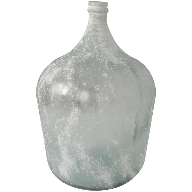 Recycled Glass Handmade Frosted Spanish Bottle Decorative Vase - Clear - Roche River Decor
