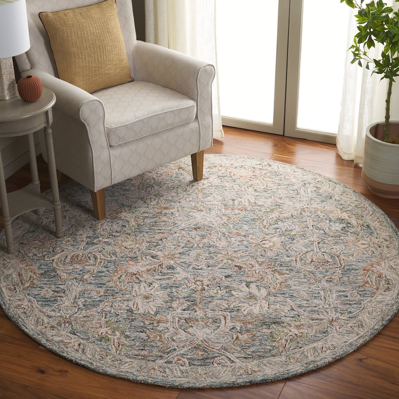 SAFAVIEH Handmade Metro Marcienne French Country Wool Rug - 8' Round - Teal/Green