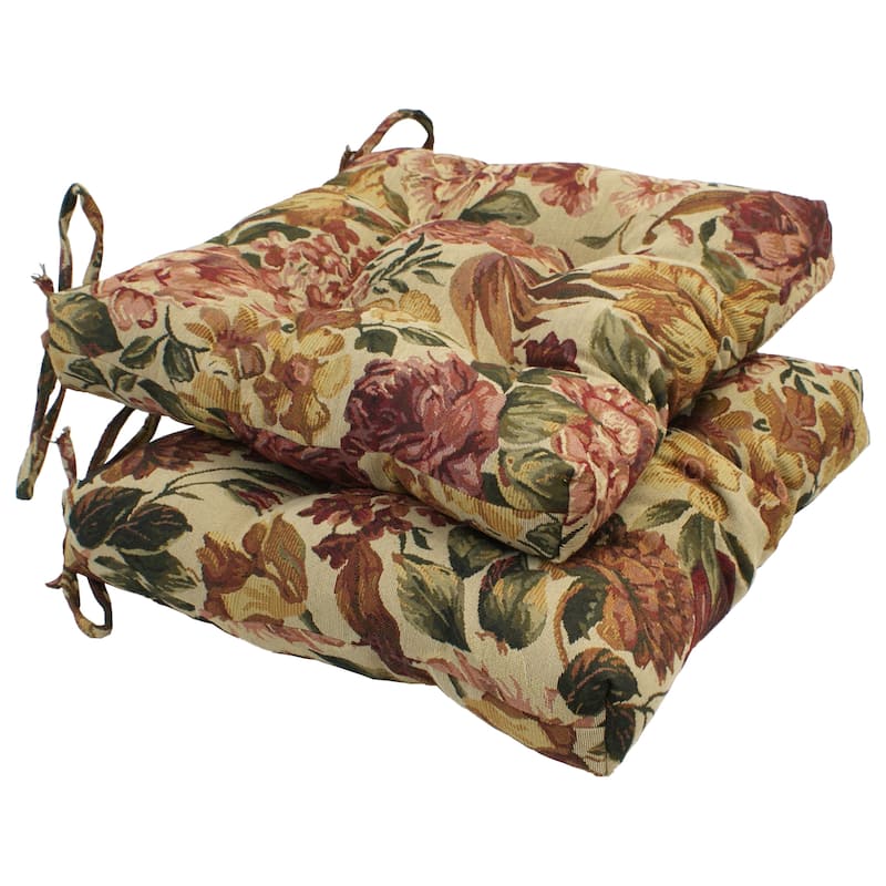 16-inch Square Back Tufted Indoor Chair Cushion (Set of 2, 4, or 6, Multiple Fabrics) - 16 x 16