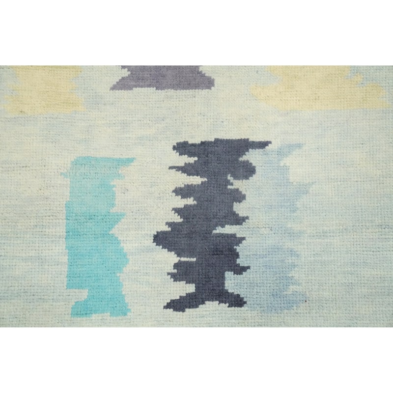 Hand Knotted Oriental 100% Wool Carpet Modern Geometric Navy Blue & Blues Gabbeh Area Rug - 9' 4'' X 8' 1''