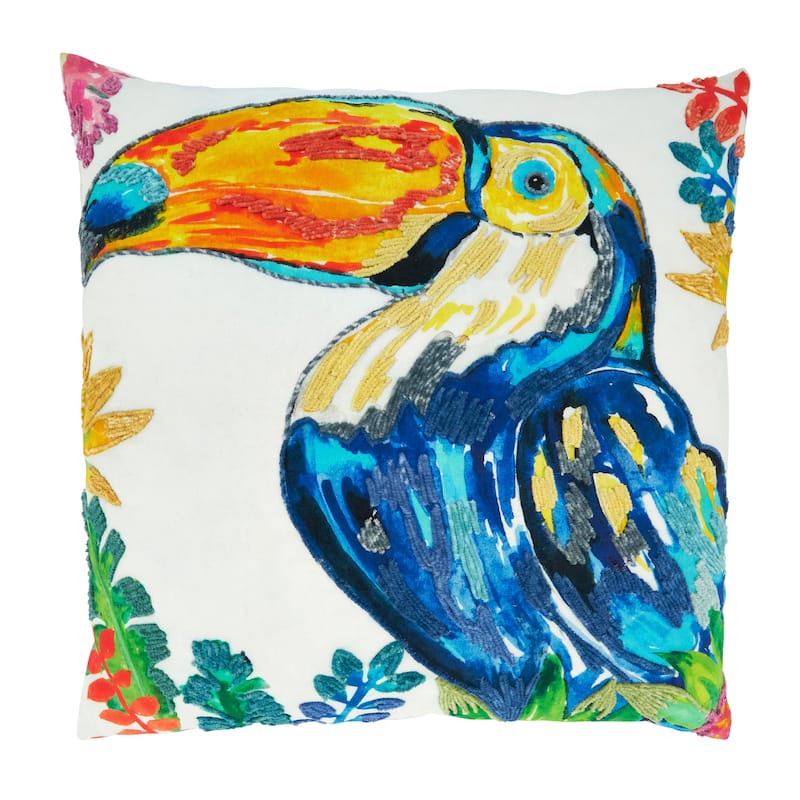 Throw Pillow With Toucan Design
