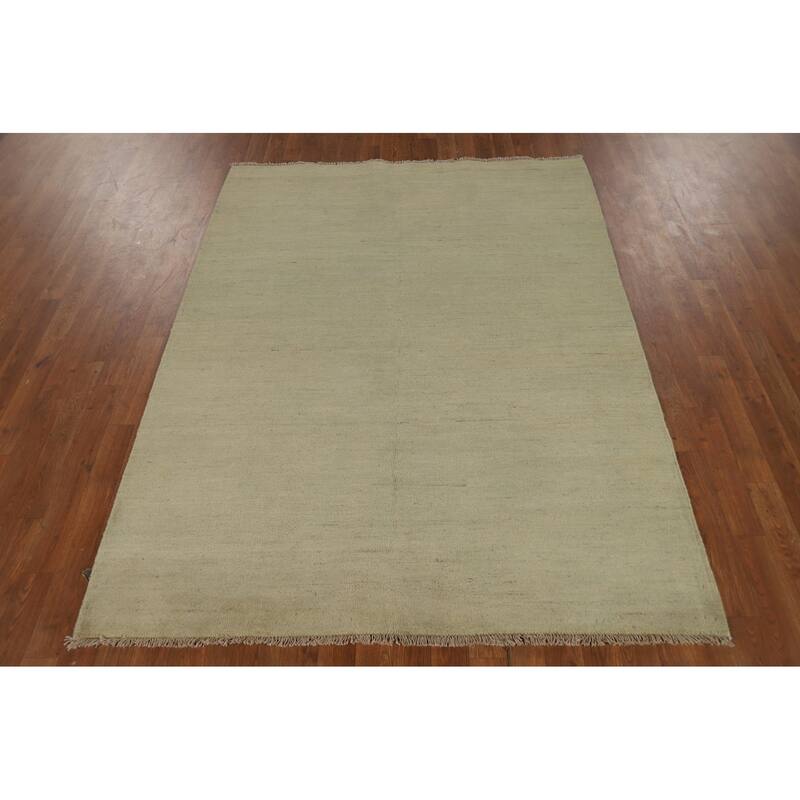 Contemporary Solid Gabbeh Oriental Area Rug Handmade Wool Carpet - 4'11" x 6'4"