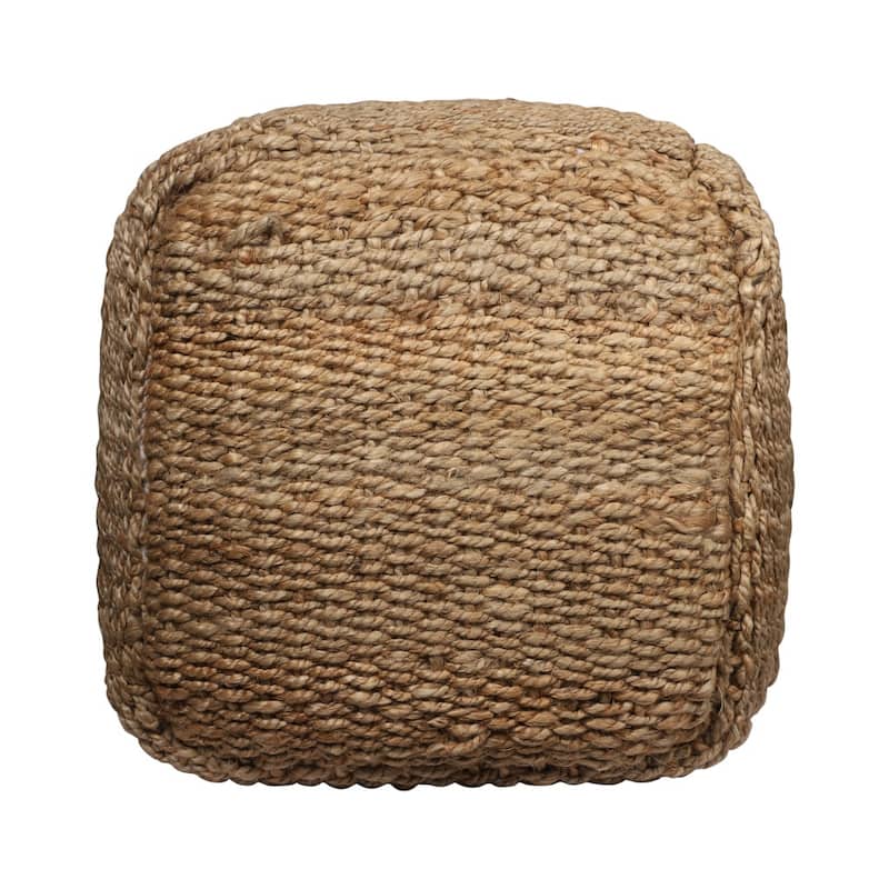 HomeRoots 18" Natural Jute Woven Blend Cube Pouf Ottoman