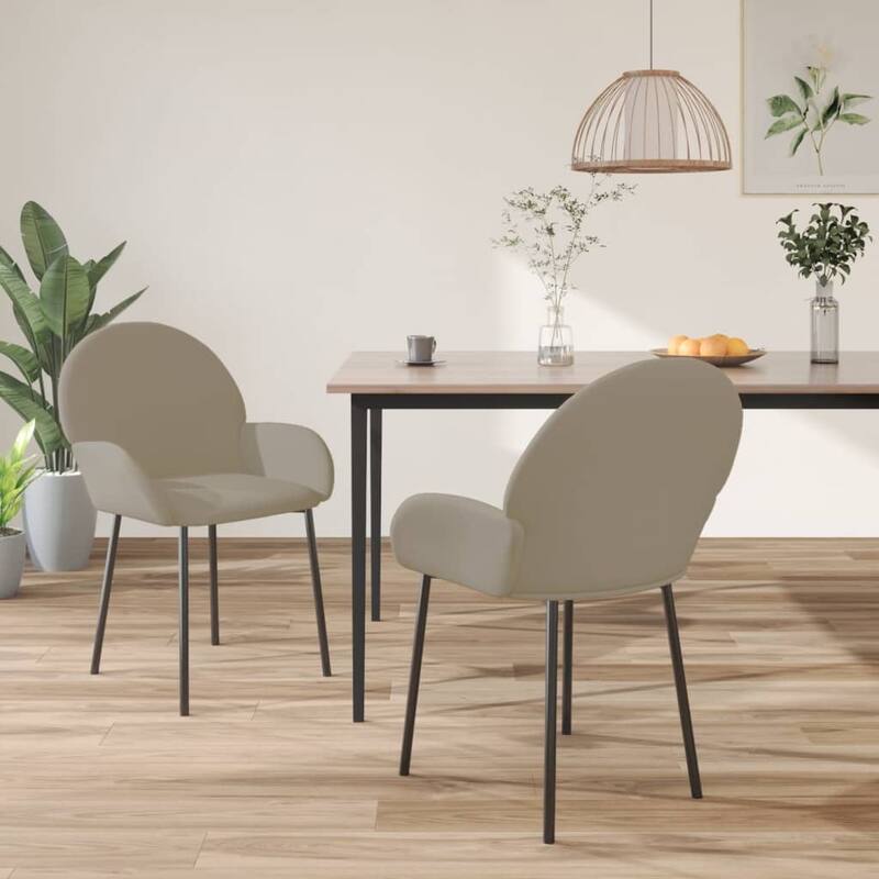 vidaXL Dining Chairs 2 Pcs Accent Upholstered Chair for Living Room Velvet - 22.8" x 22.4" x 30.9" - Light gray