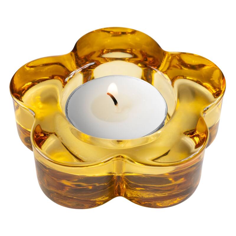 Glass Flower Tealight Holder