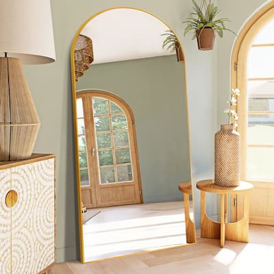 Arched Full Length Mirror with Stand Aluminum Alloy Frame,Wall-Mounted Mirror,Floor Dressing Mirror