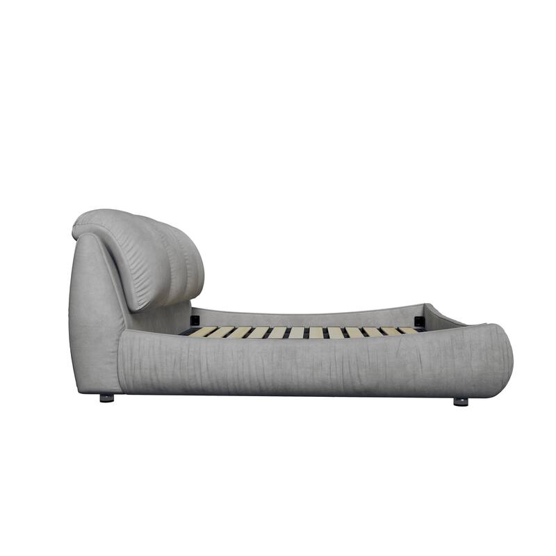 Upholstered Platform Bed with Oversized Padded Backrest